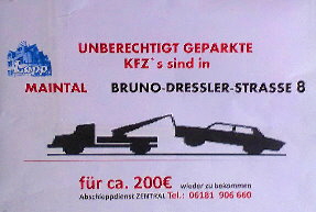 Plakat Abschlepdienst mali